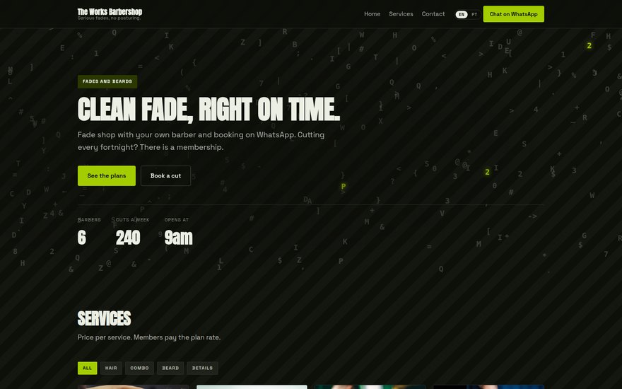 Barbearia urbana — fade, clube e agenda cheia